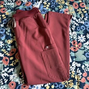 Figs Dark Cherry High Waisted Yola Skinny Scrub Pants